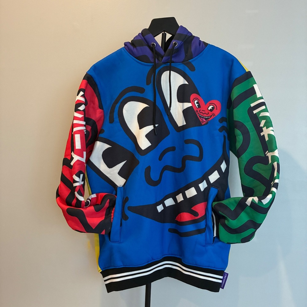 Members Only x Keith Haring Graphic Hoodie Small Colorblock Streetwear Pop Art‎